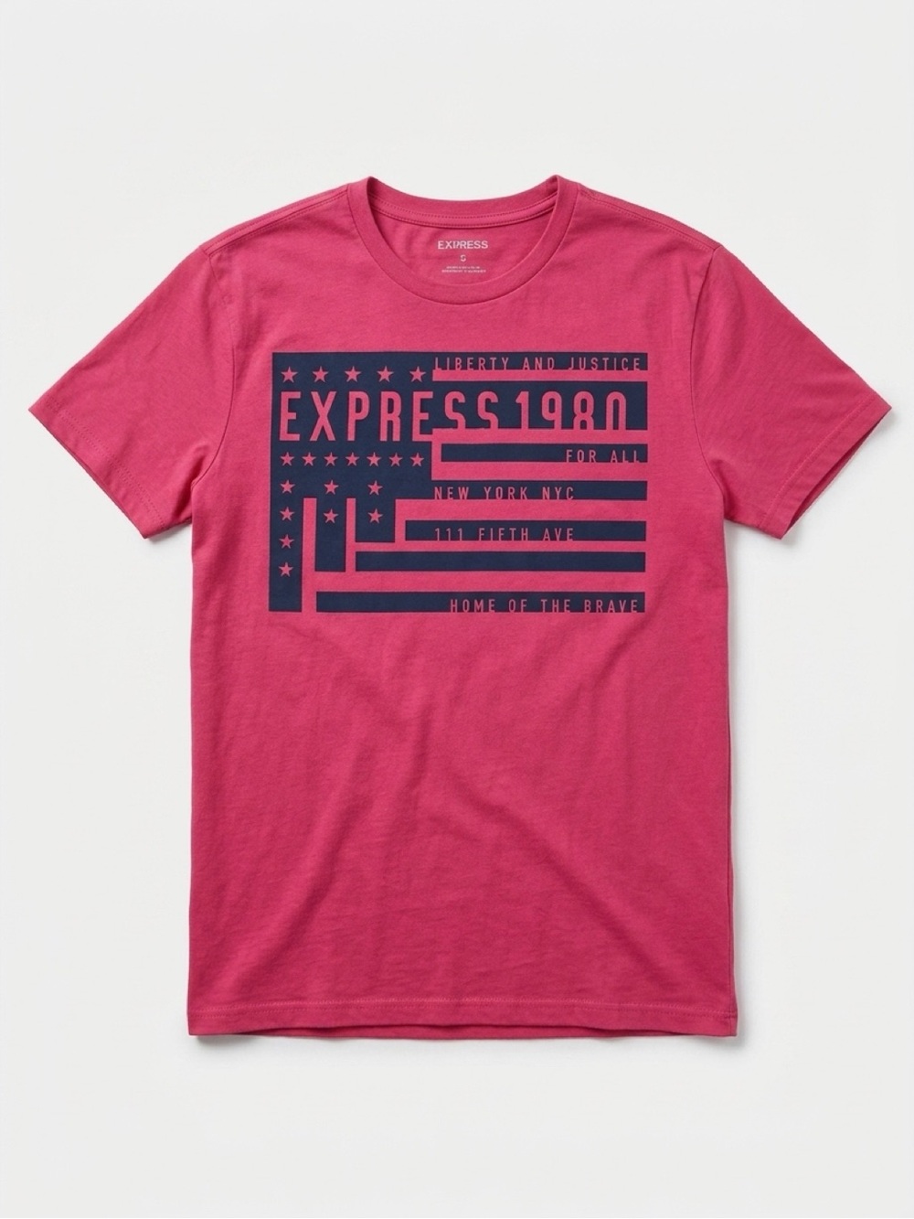 Express Men's red Graphic Crewneck Tee XL